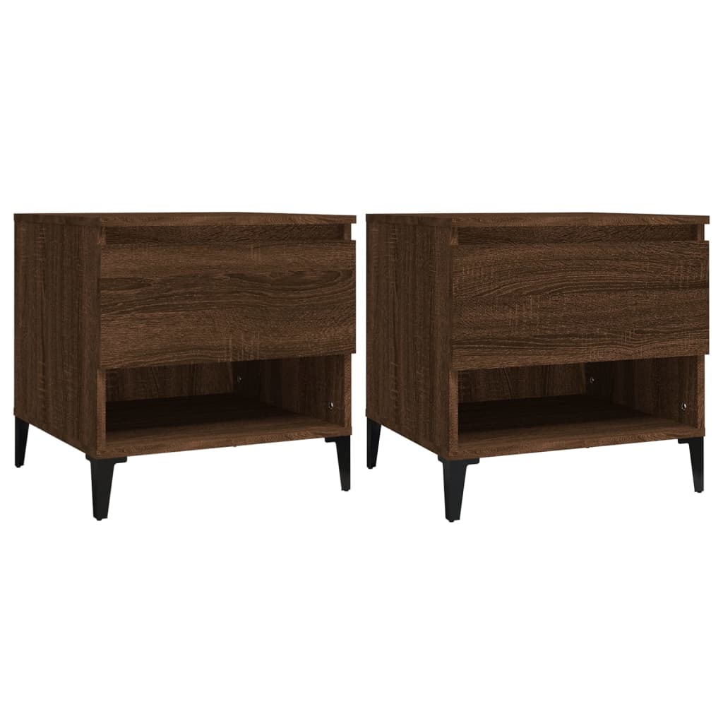 Sidebord 2 Stk Brun Eik 50X46X50 Cm Konstruert Tre