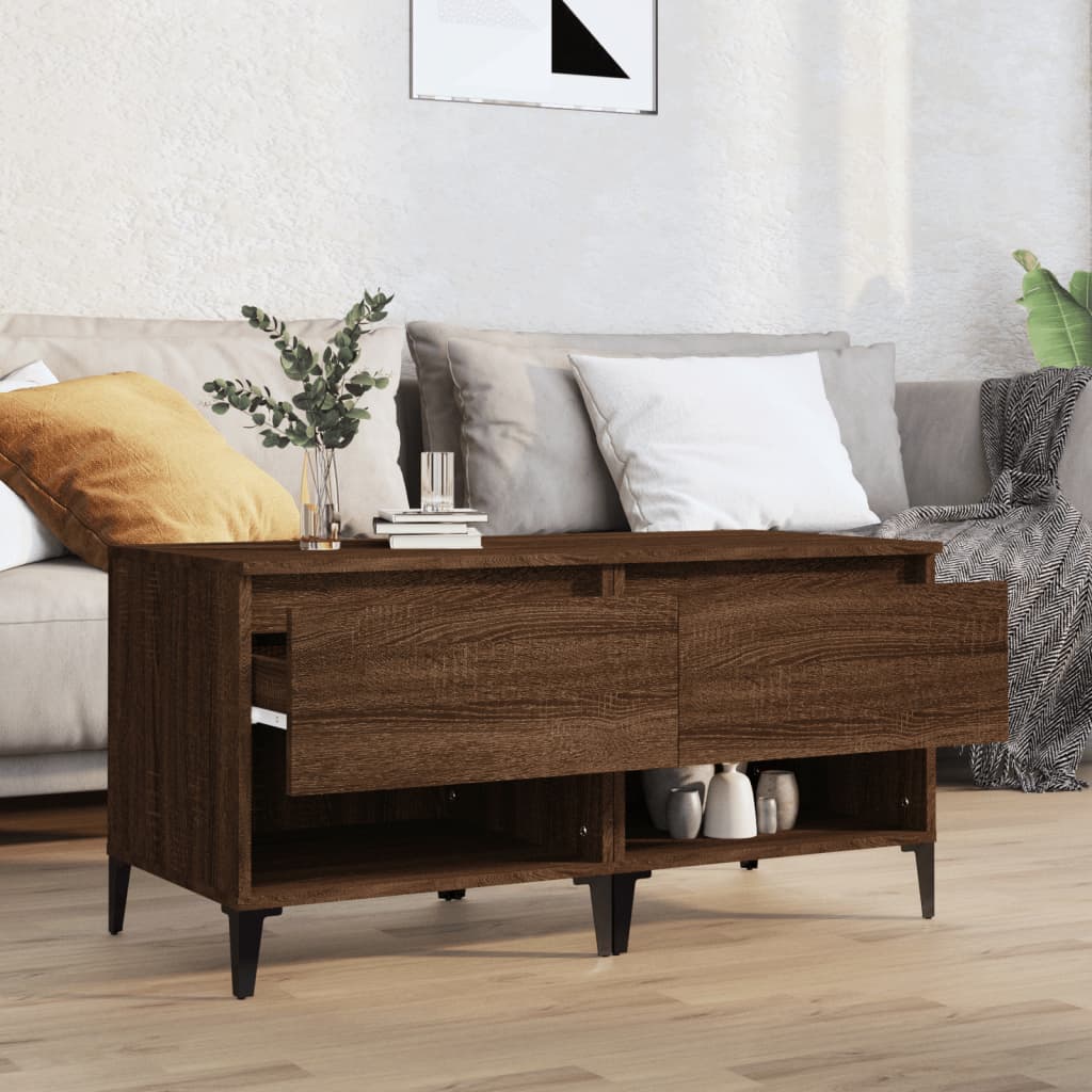 Sidebord 2 Stk Brun Eik 50X46X50 Cm Konstruert Tre