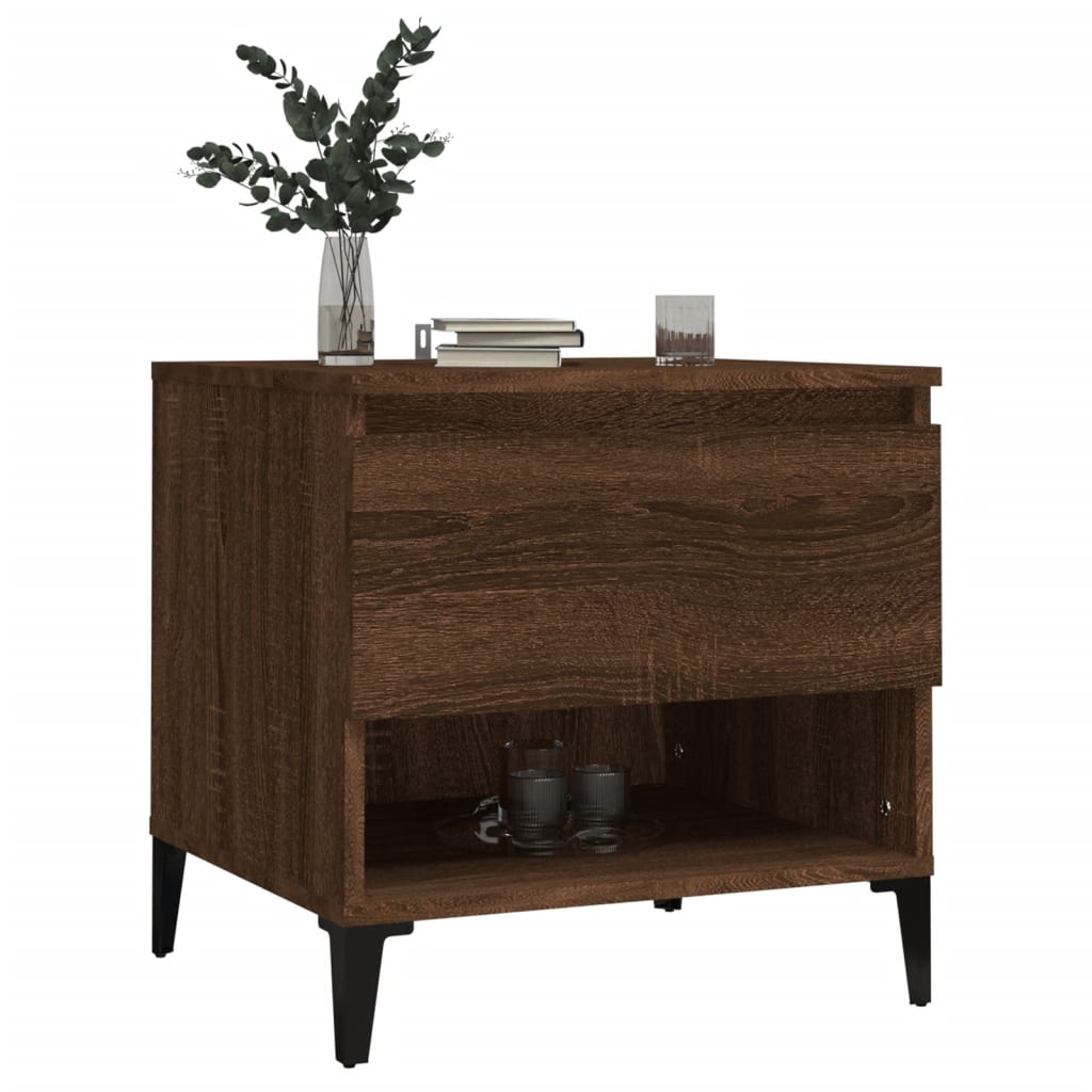 Sidebord 2 Stk Brun Eik 50X46X50 Cm Konstruert Tre