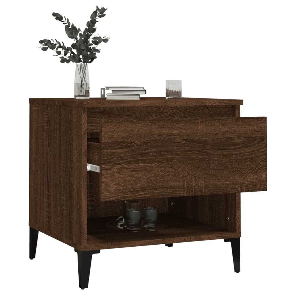 Sidebord 2 Stk Brun Eik 50X46X50 Cm Konstruert Tre