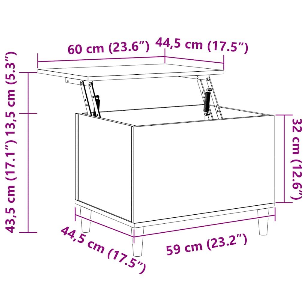 Salongbord Hvit 60X44,5X45 Cm Konstruert Tre
