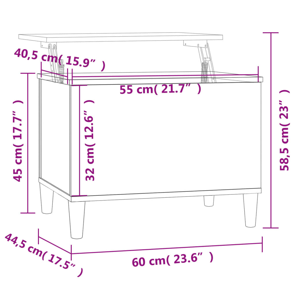 Salongbord Betonggrå 60X44,5X45 Cm Konstruert Tre
