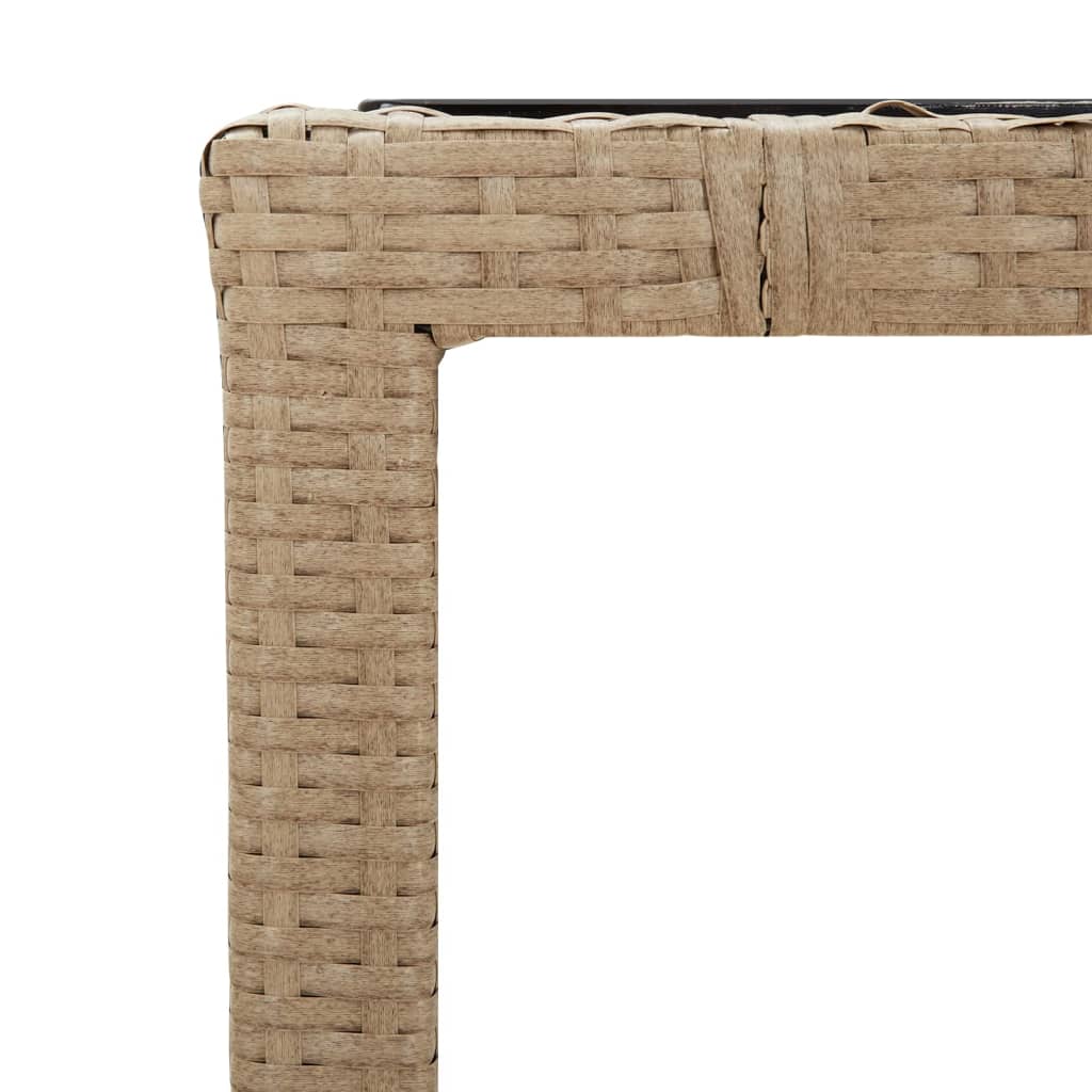 Hagebord Med Glassplate Beige Polyrotting Og Herdet Glass