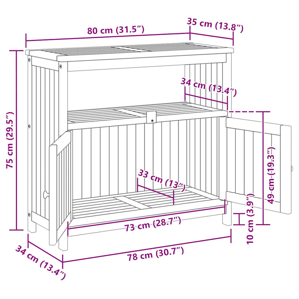 Hagekonsollbord 80X35X75 Cm Heltre Akasie