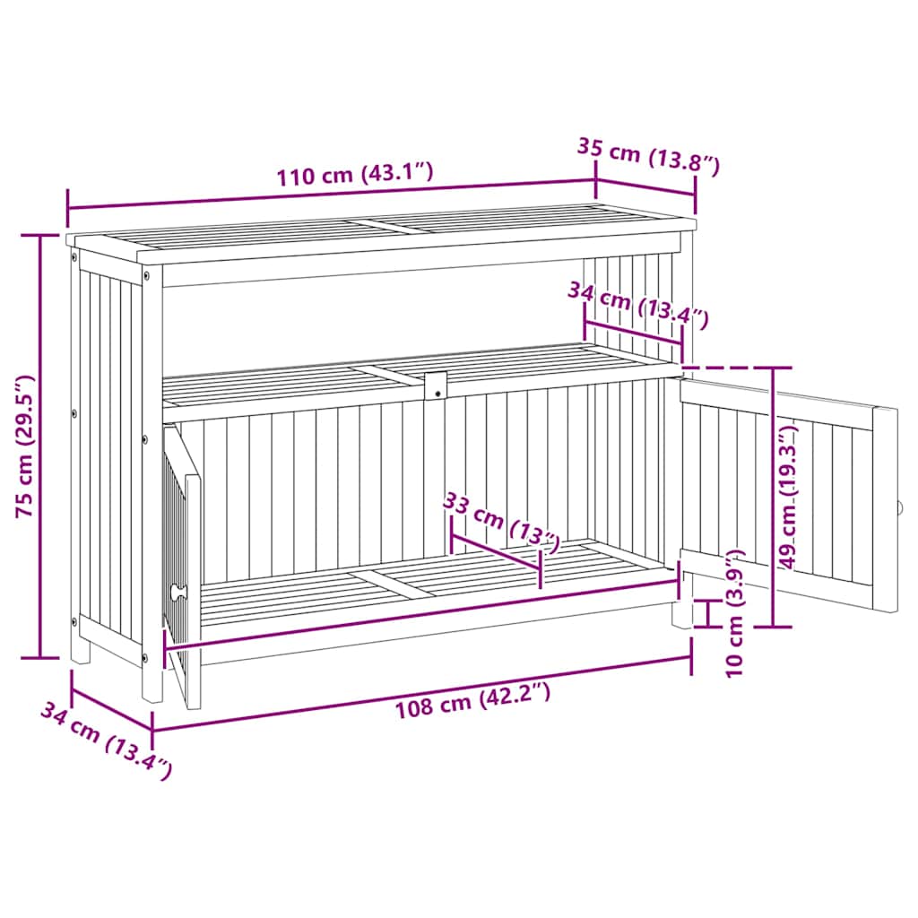 Hagekonsollbord 110X35X75 Cm Heltre Akasie
