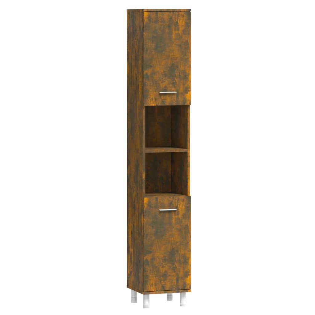 Baderomsskap Røkt Eik 30X30X179 Cm Konstruert Tre