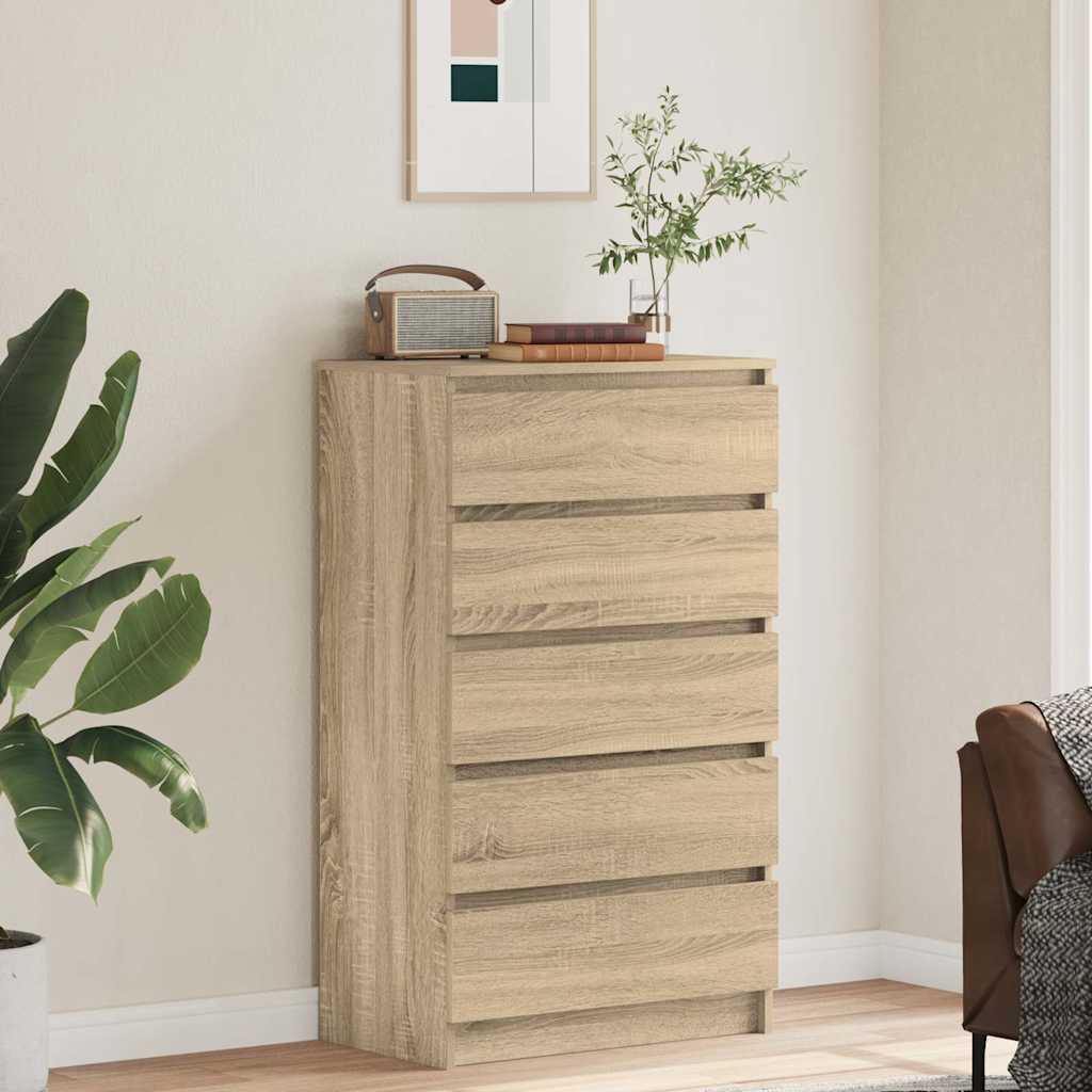 Kommode Sonoma Eik 60X36X103 Cm Konstruert Tre