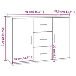 Skjenk Hvit 91X29,5X65 Cm Konstruert Tre