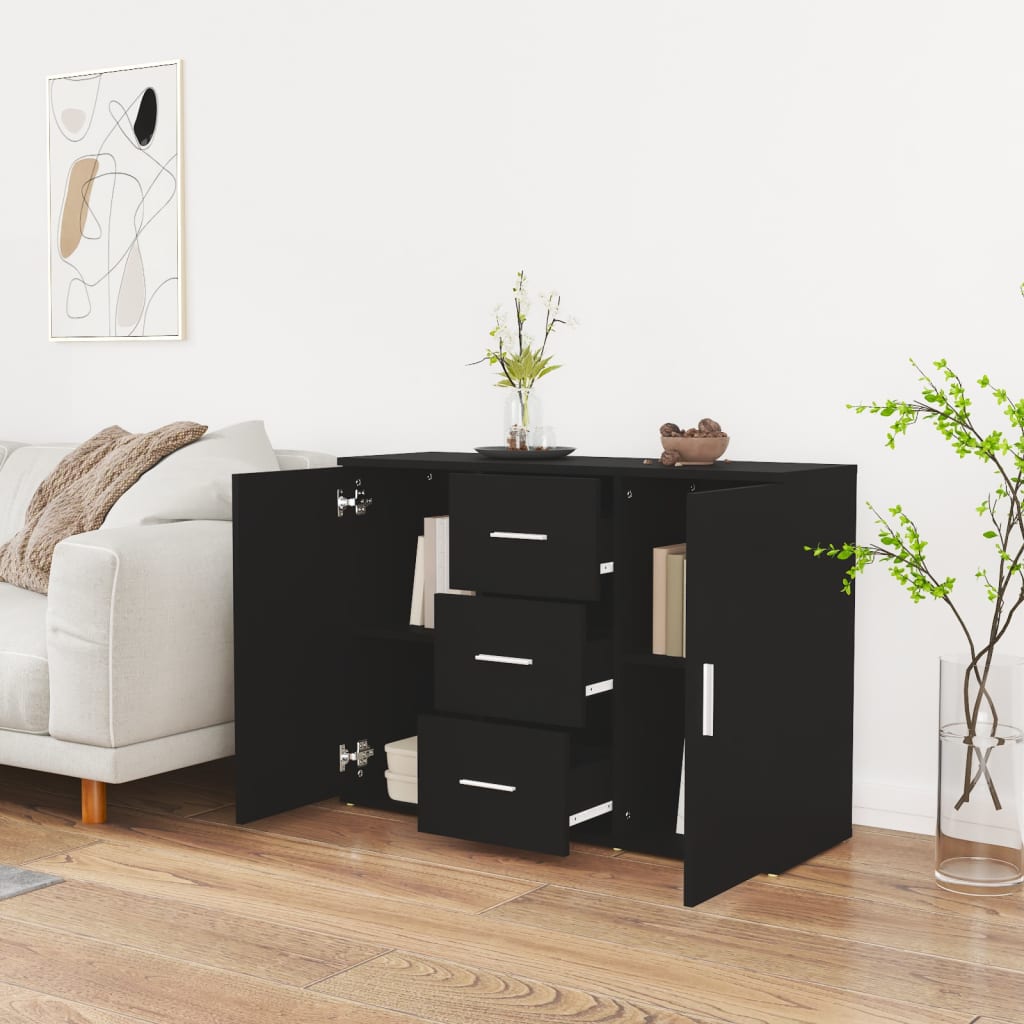Skjenk Svart 91X29,5X65 Cm Konstruert Tre