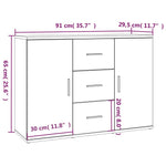 Skjenk Sonoma Eik 91X29,5X65 Cm Konstruert Tre