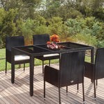Hagebord Med Glassplate Svart 150X90X75 Cm Polyrotting