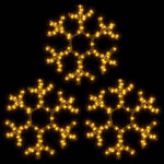 Julesnøfnuggfigurer Med Led 3 Stk Varmhvit 38X37 Cm