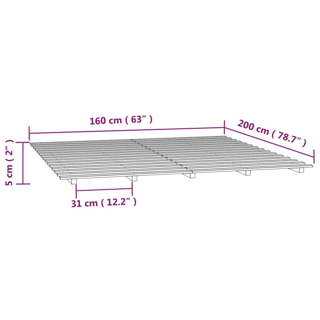 Sengeramme 160X200 Cm Heltre Furu