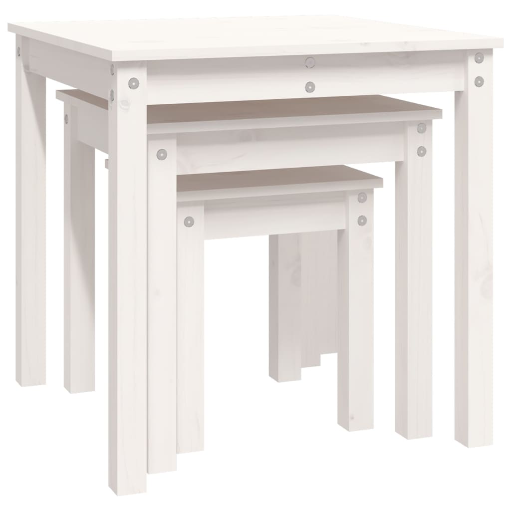 Stablebord 3 Stk Hvit Heltre Furu