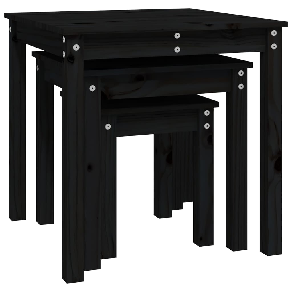 Stablebord 3 Stk Svart Heltre Furu