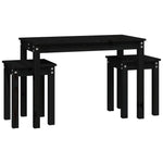 Stablebord 3 Stk Svart Heltre Furu