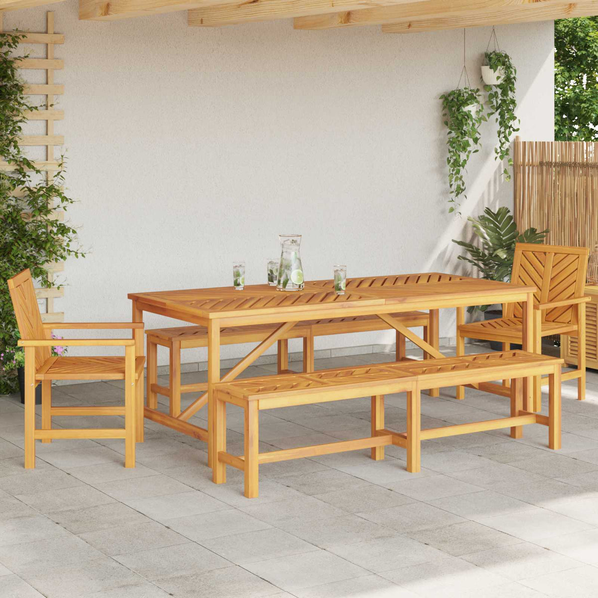 Hage Spisegruppe 5 Pcs Brun Solid Akasietre