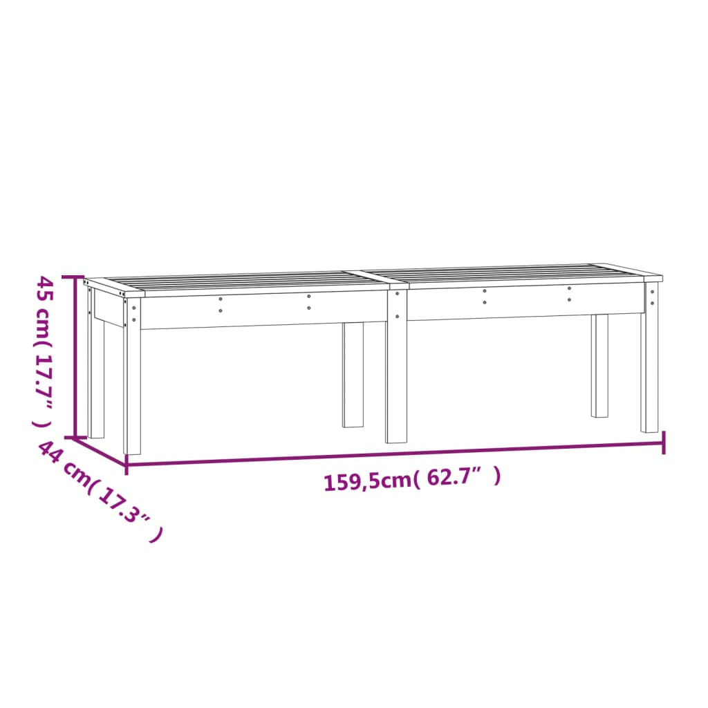Hagebenk 2 Seter Grå 159,5X44X45 Cm Heltre Furu