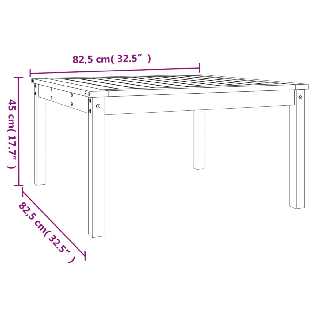 Hagebord Honningbrun 82,5X82,5X45 Cm Heltre Furu