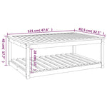 Hagebord Hvit 121X82,5X45 Cm Heltre Furu