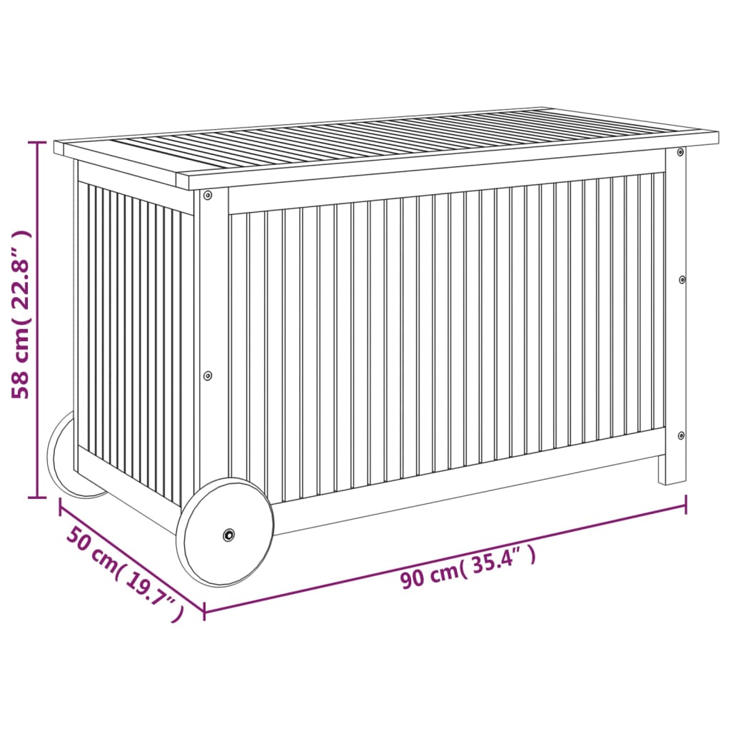 Putekasse Med Hjul 90X50X58 Cm Heltre Akasie