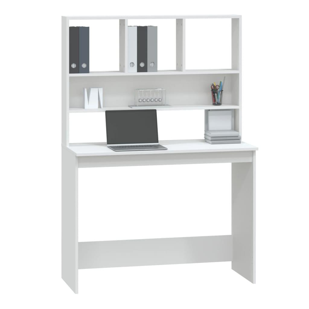 Skrivebord Med Hyller Hvit 102X45X148 Cm Konstruert Tre