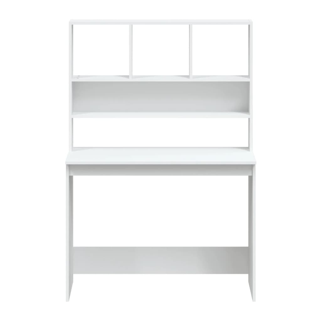 Skrivebord Med Hyller Hvit 102X45X148 Cm Konstruert Tre