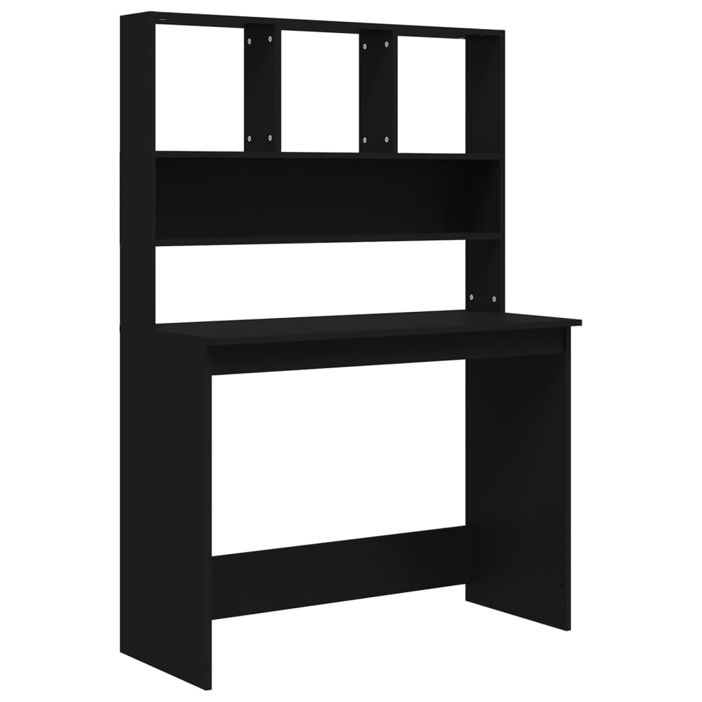 Skrivebord Med Hyller Svart 102X45X148 Cm Konstruert Tre