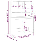 Skrivebord Med Hyller Sonoma Eik 102X45X148 Cm Konstruert Tre