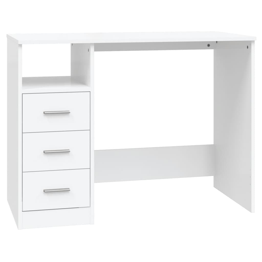 Skrivebord Høyglans Hvit 102X50X76 Cm Konstruert Tre