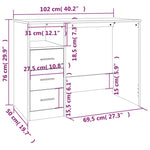 Skrivebord Høyglans Hvit 102X50X76 Cm Konstruert Tre