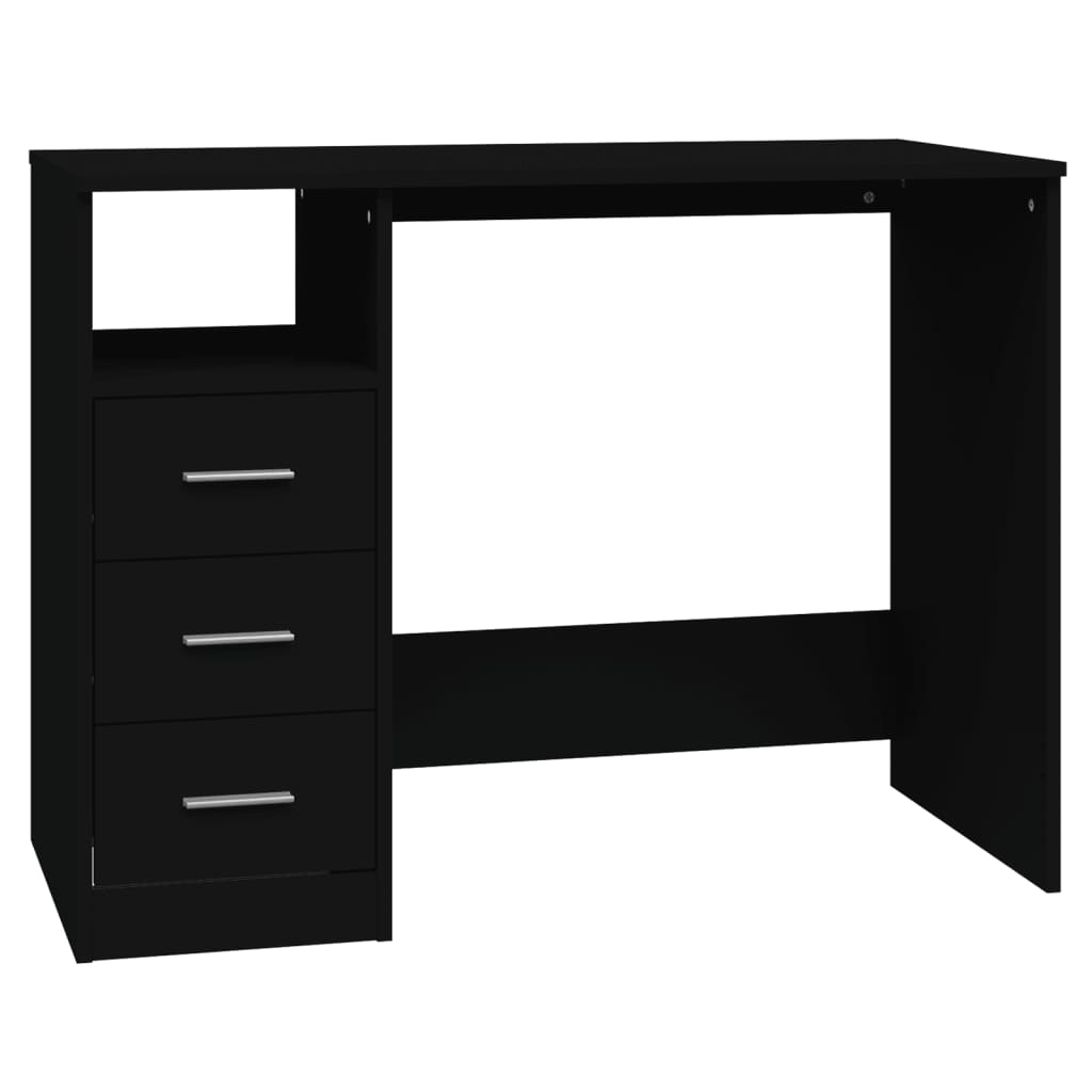 Skrivebord Med Skuffer Svart 102X50X76 Cm Konstruert Tre
