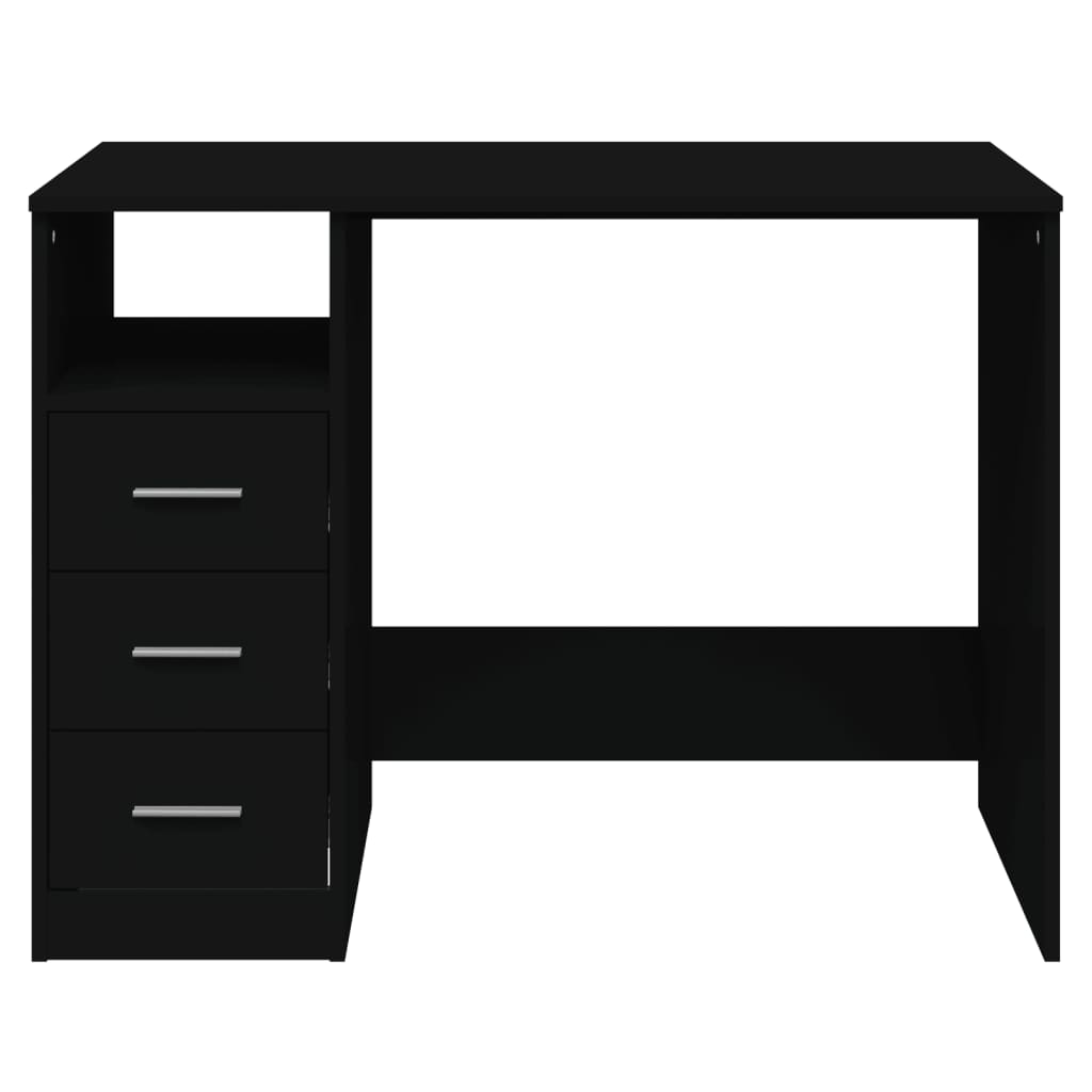 Skrivebord Med Skuffer Svart 102X50X76 Cm Konstruert Tre