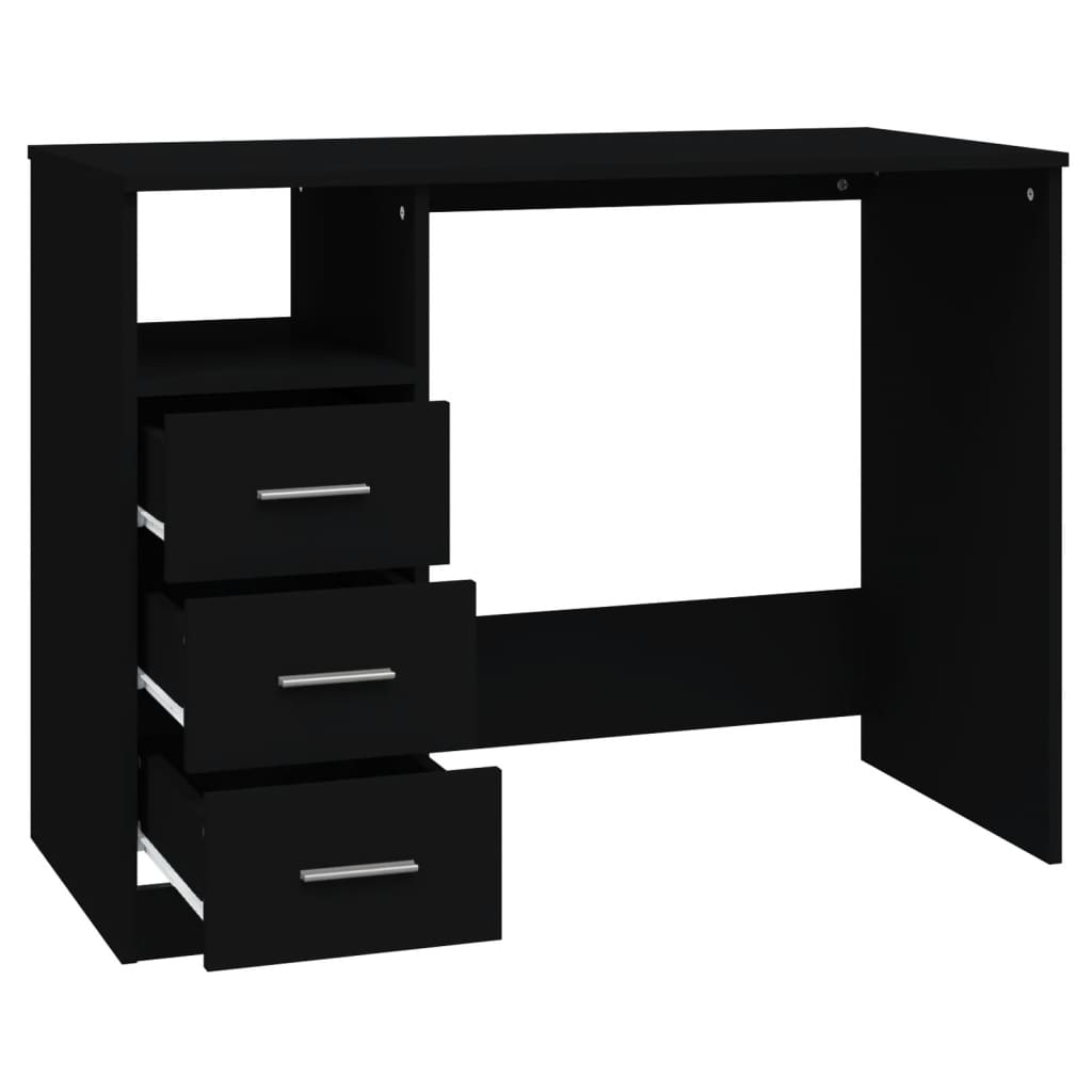 Skrivebord Med Skuffer Svart 102X50X76 Cm Konstruert Tre