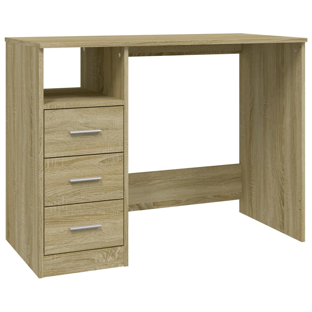 Skrivebord Med Skuffer Sonoma Eik 102X50X76 Cm Konstruert Tre