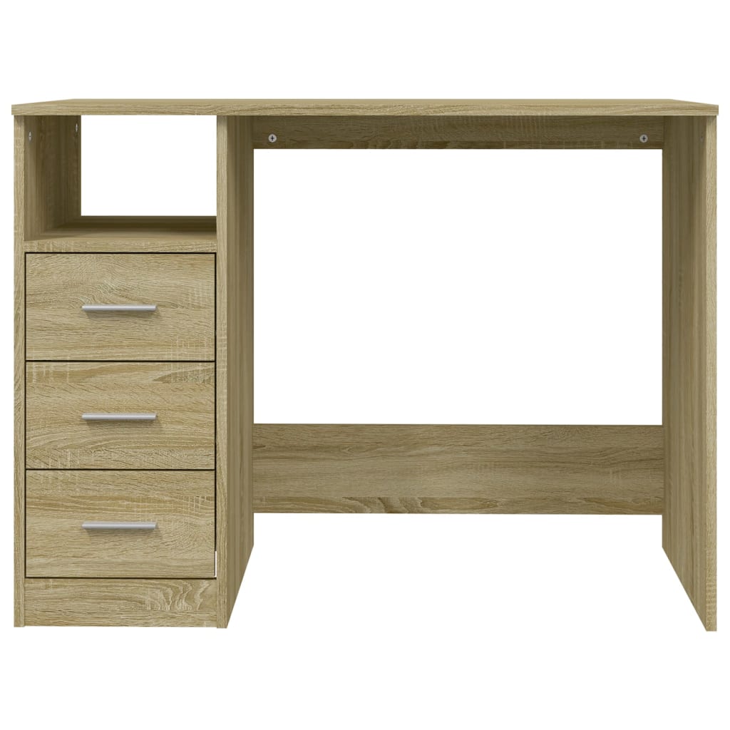 Skrivebord Med Skuffer Sonoma Eik 102X50X76 Cm Konstruert Tre