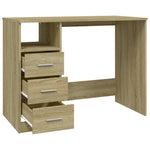 Skrivebord Med Skuffer Sonoma Eik 102X50X76 Cm Konstruert Tre