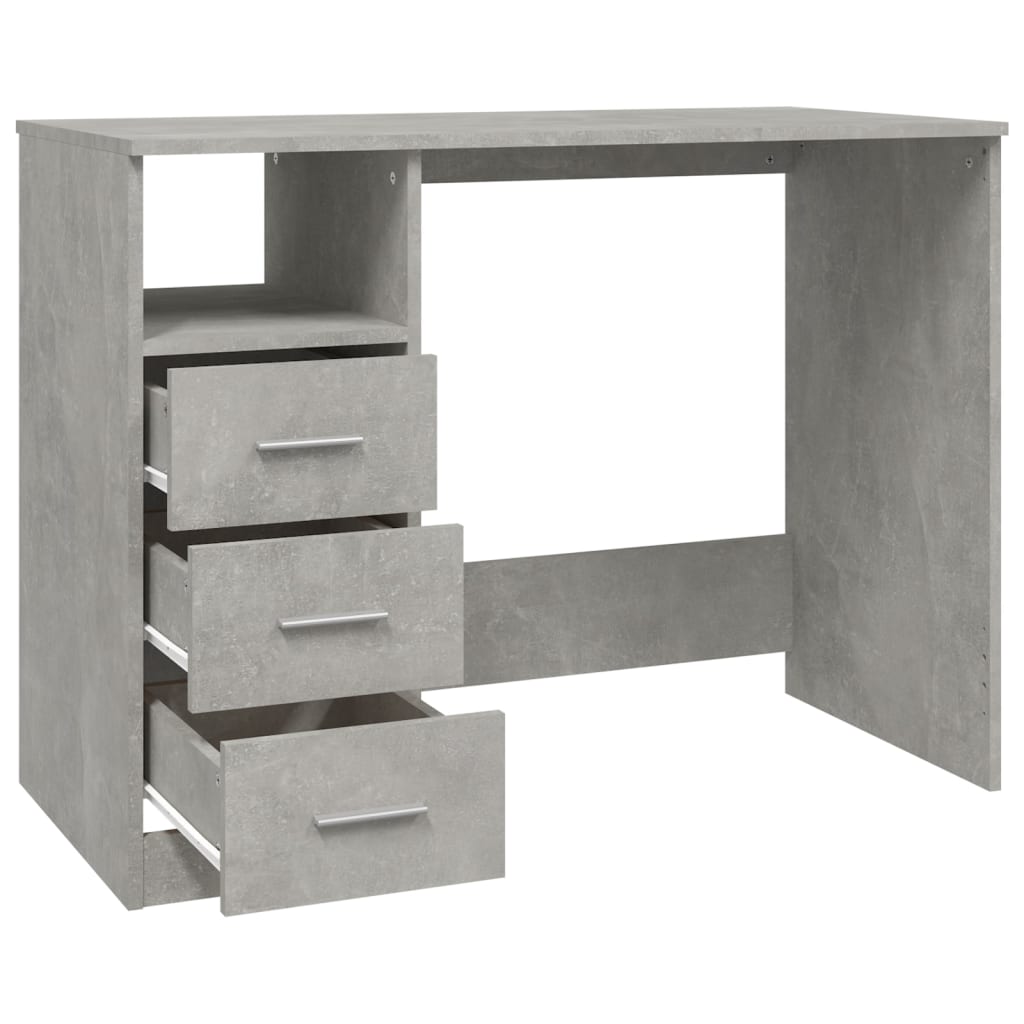 Skrivebord Med Skuffer Betonggrå 102X50X76 Cm Konstruert Tre