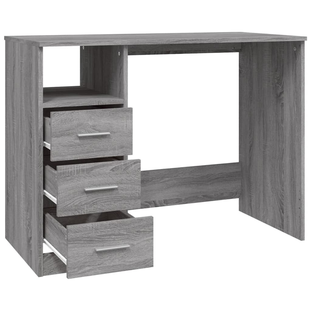 Skrivebord Med Skuffer Grå Sonoma 102X50X76 Cm Konstruert Tre