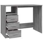 Skrivebord Med Skuffer Grå Sonoma 102X50X76 Cm Konstruert Tre