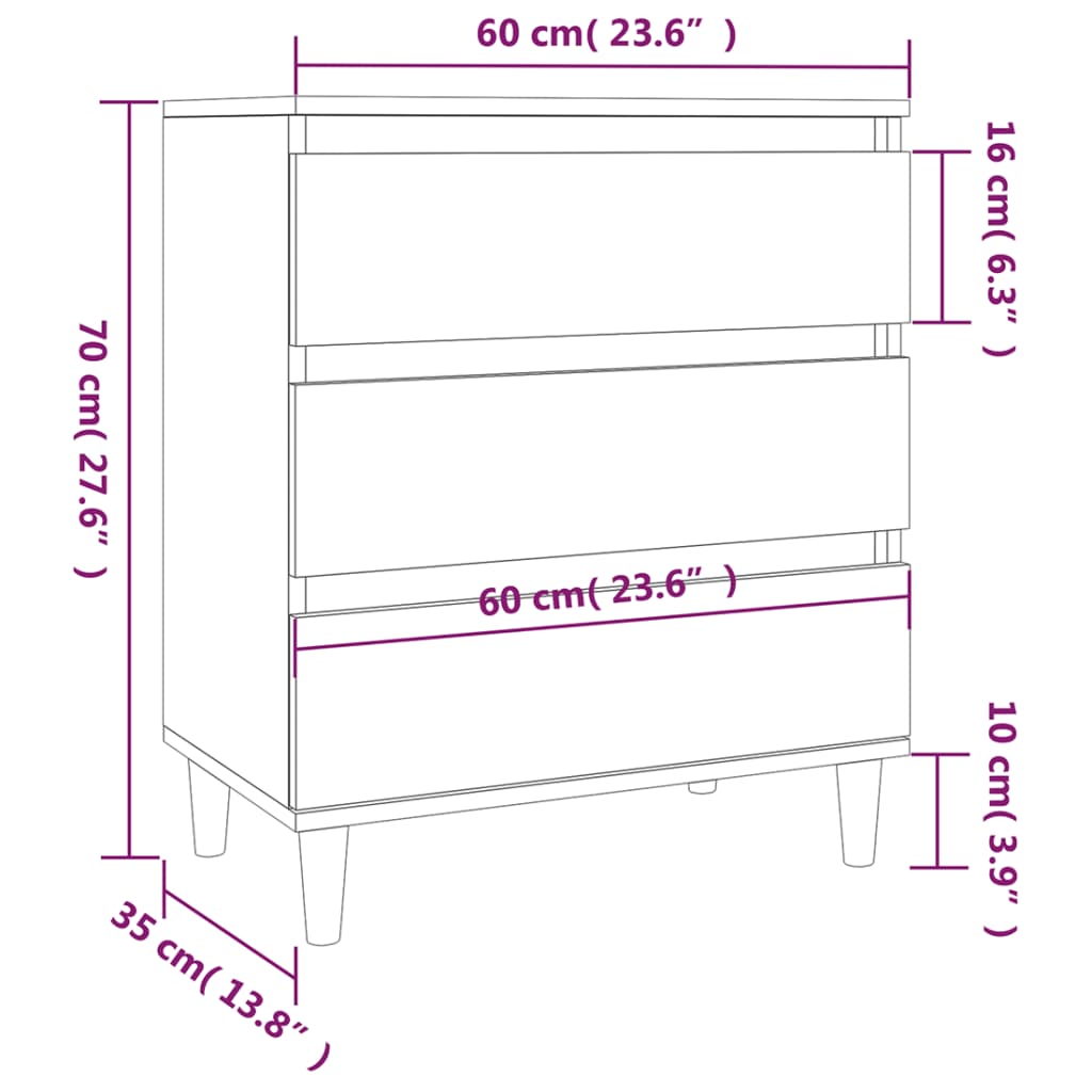Skjenk Betonggrå 60X35X70 Cm Konstruert Tre