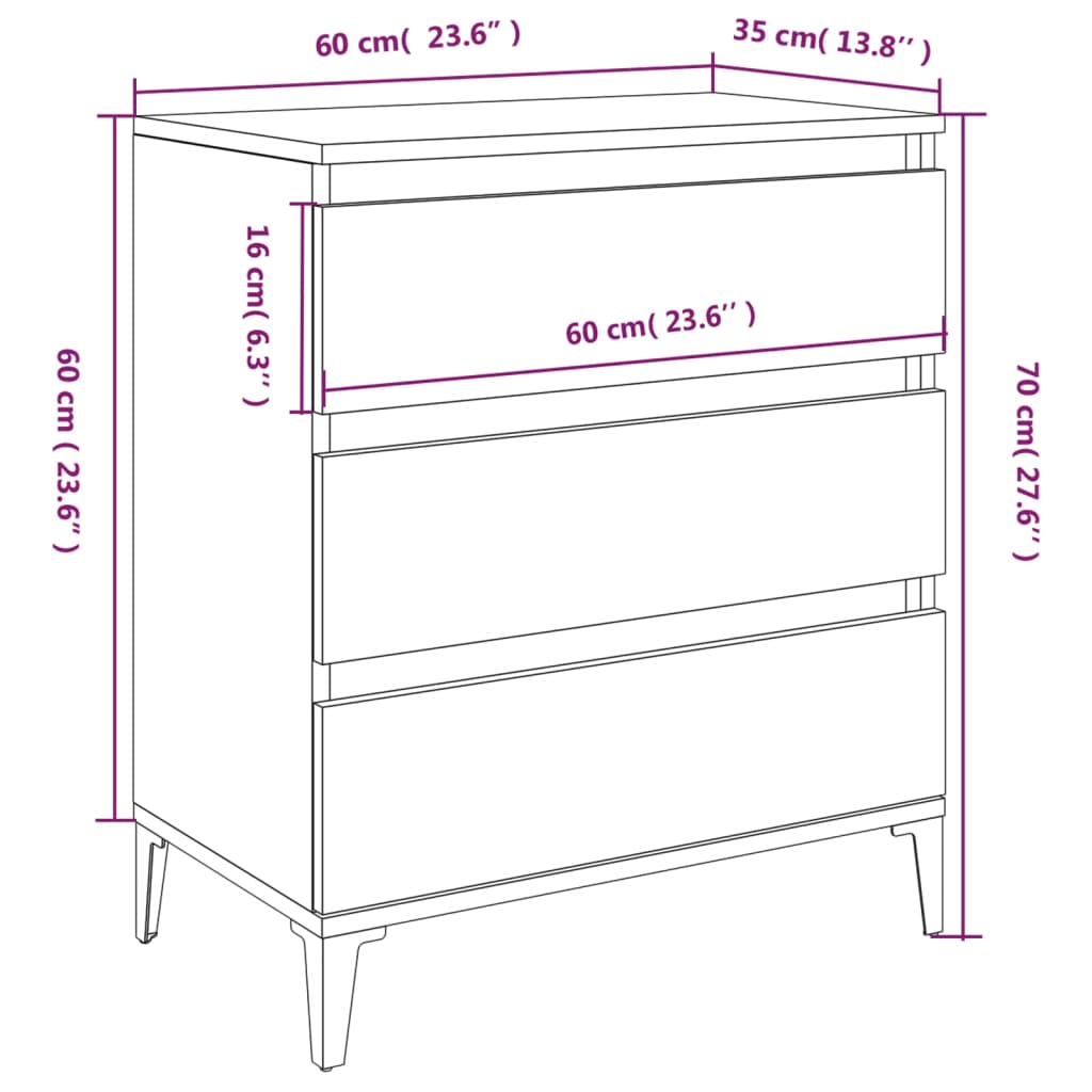Skjenk Røkt Eik 60X35X70 Cm Konstruert Tre