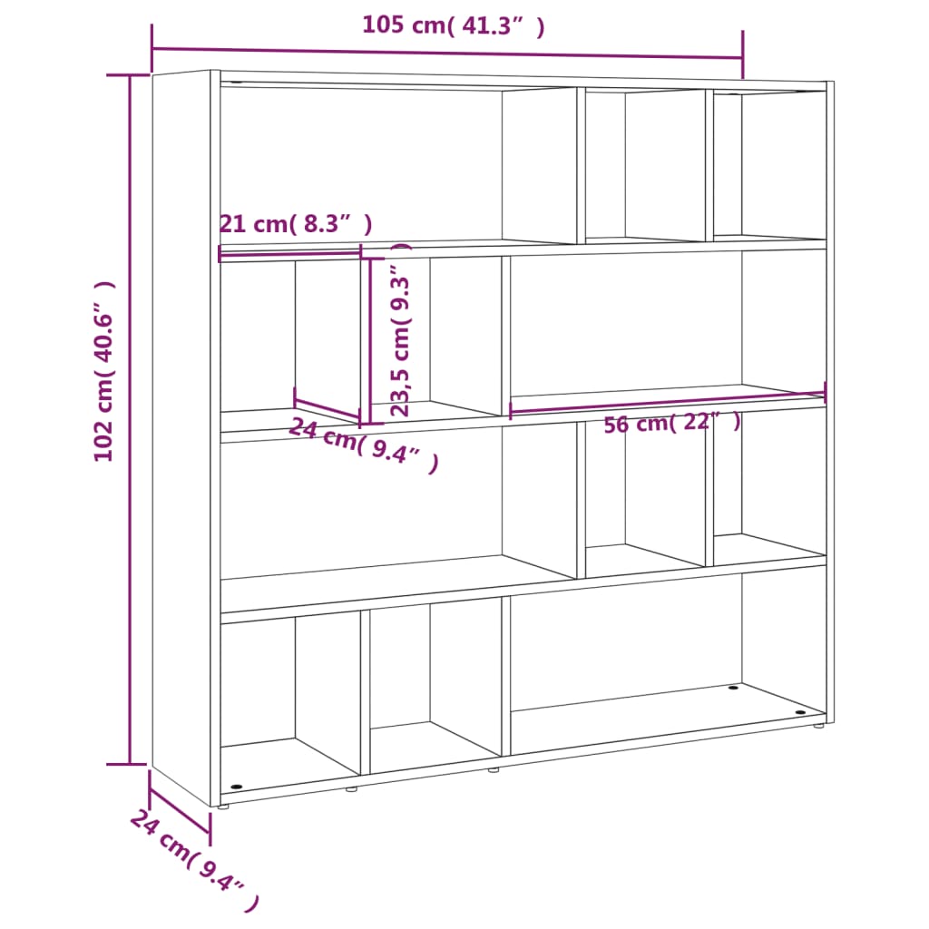 Bokhylle/Romdeler Sonoma Eik 105X24X102 Cm