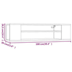 Hengende Tv-Benk Grå Sonoma 100X30X26,5 Cm Konstruert Tre