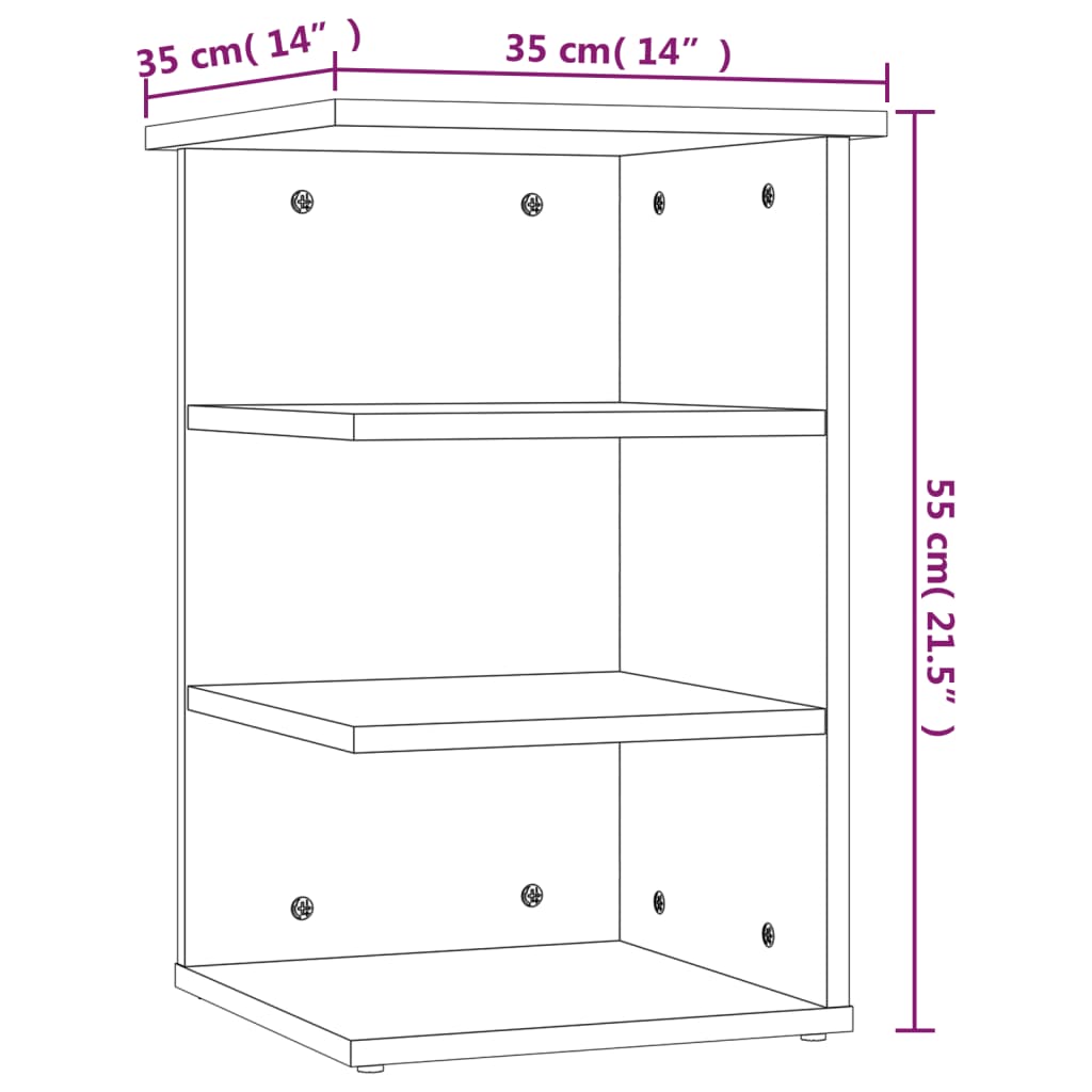 Sideskap Røkt Eik 35X35X55 Cm Konstruert Tre
