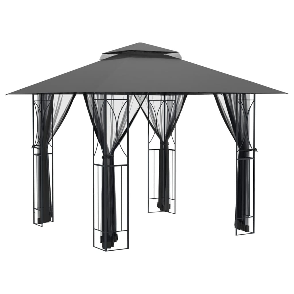 Paviljong Med Sidevegger Antrasitt 300X300X270 Cm Stål