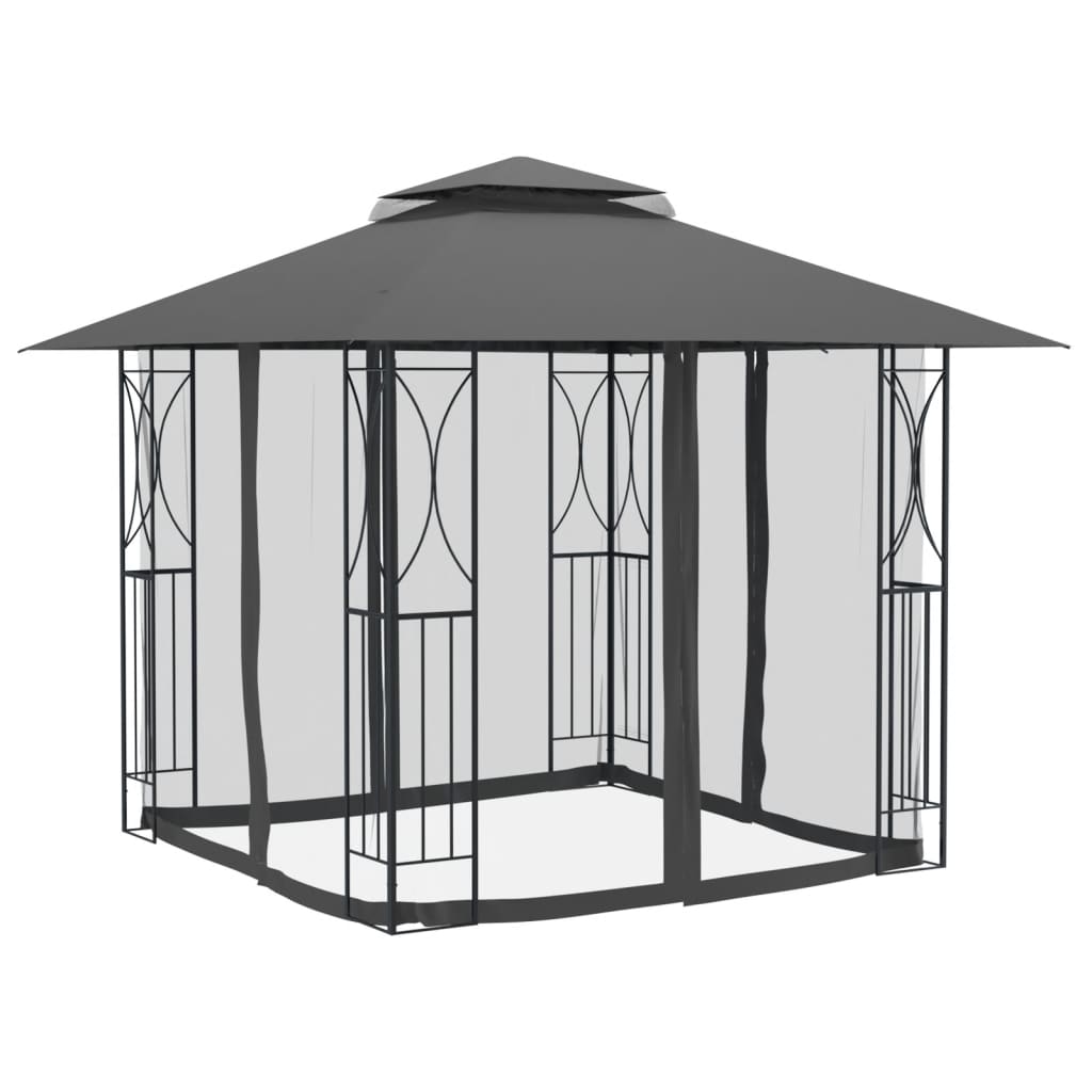 Paviljong Med Sidevegger Antrasitt 300X300X270 Cm Stål