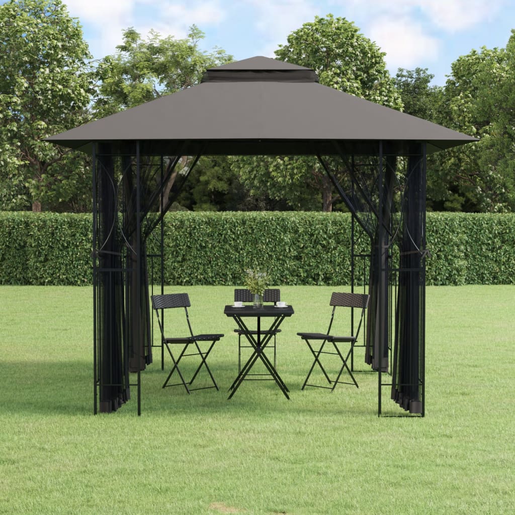 Paviljong Med Sidevegger Antrasitt 300X300X270 Cm Stål