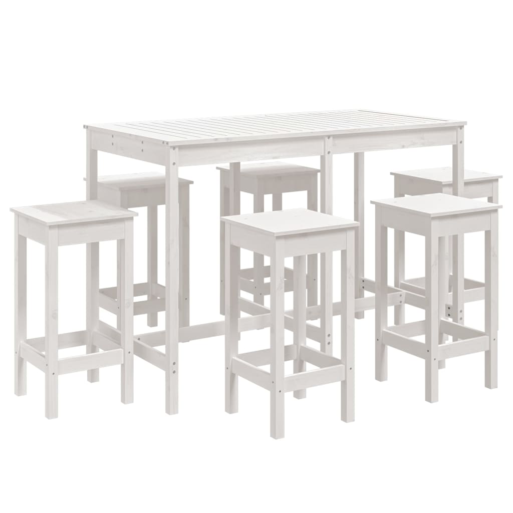 Hagebarsett 7 Deler Hvit Heltre Furu