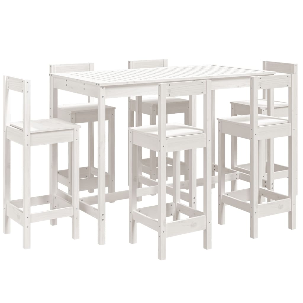 Hagebarsett 7 Deler Hvit Heltre Furu